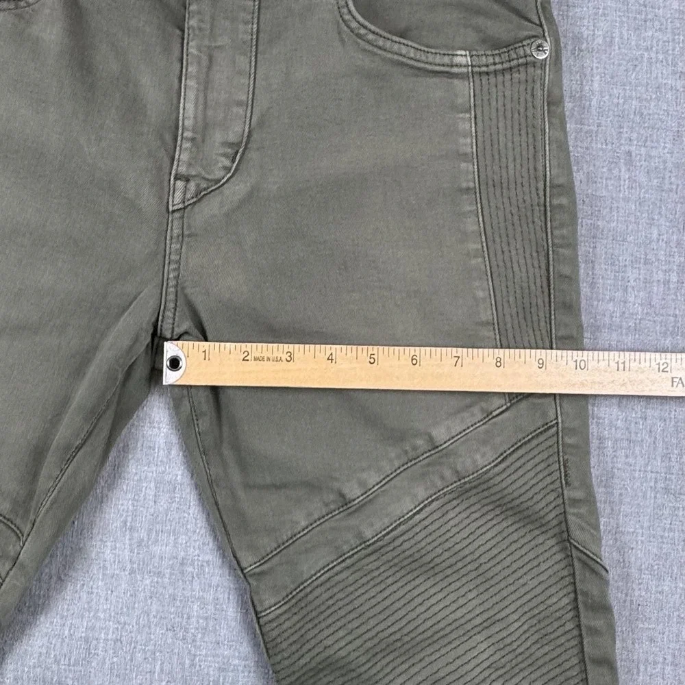 True Religion Rocco Moto SE Relaxed Skinny Jeans Mens 31 Green Denim
